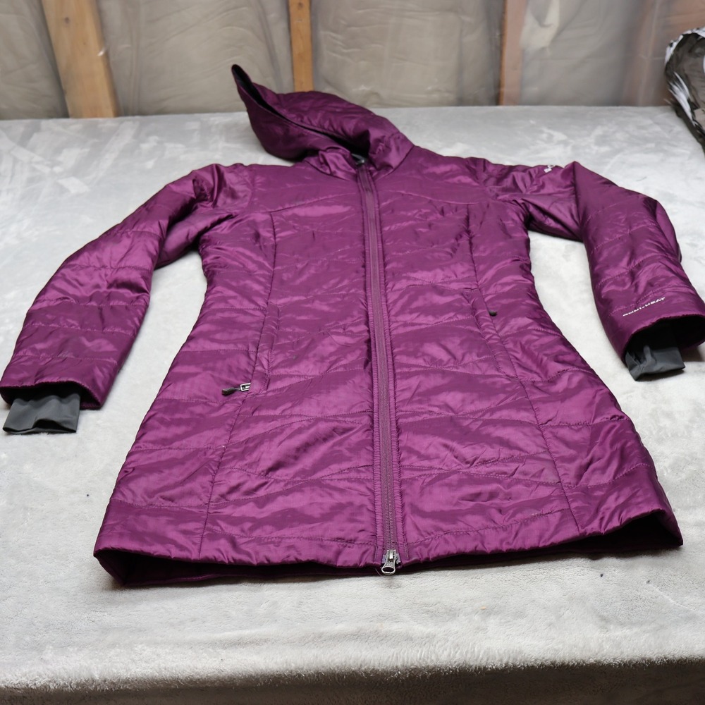Columbia Jacket Womens XS Purple Heavenly Long Hooded Puffer Omni Heat Warm